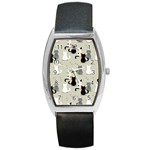 Cute Cat Seamless Pattern Barrel Style Metal Watch