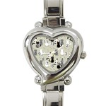 Cute Cat Seamless Pattern Heart Italian Charm Watch