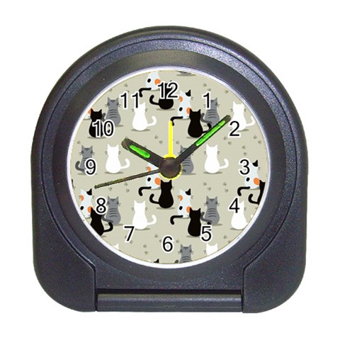 Cute Cat Seamless Pattern Travel Alarm Clock from ArtsNow.com Front