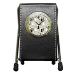 Cute Cat Seamless Pattern Pen Holder Desk Clock