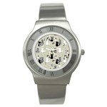 Cute Cat Seamless Pattern Stainless Steel Watch