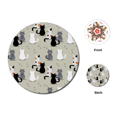 Cute Cat Seamless Pattern Playing Cards Single Design (Round) from ArtsNow.com Front