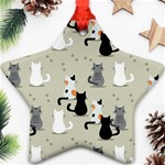 Cute Cat Seamless Pattern Star Ornament (Two Sides)