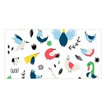 Vector Set Isolates With Cute Birds Scandinavian Style Satin Shawl 45  x 80 