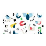 Vector Set Isolates With Cute Birds Scandinavian Style Satin Wrap 35  x 70 