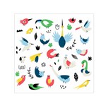 Vector Set Isolates With Cute Birds Scandinavian Style Square Satin Scarf (30  x 30 )