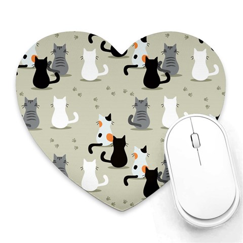 Cute Cat Seamless Pattern Heart Mousepad from ArtsNow.com Front