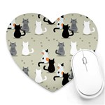 Cute Cat Seamless Pattern Heart Mousepad