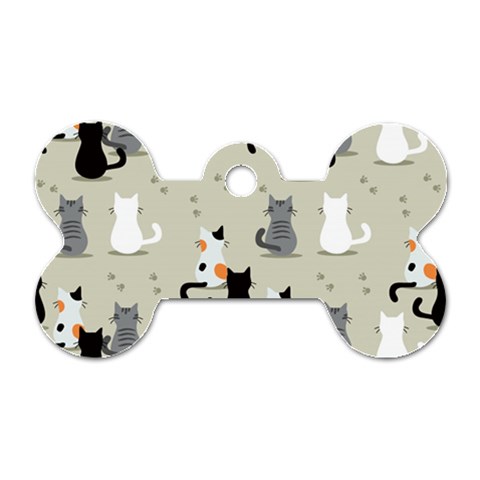 Cute Cat Seamless Pattern Dog Tag Bone (One Side) from ArtsNow.com Front