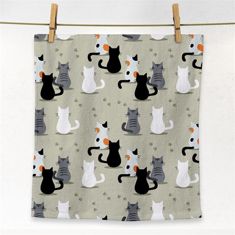 Cute Cat Seamless Pattern Face Towel from ArtsNow.com Front