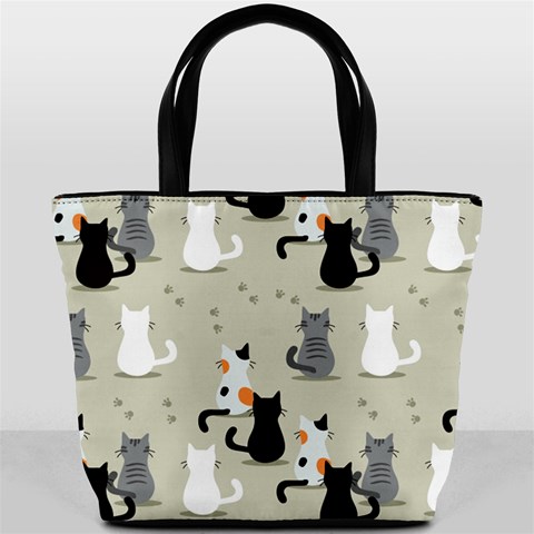 Cute Cat Seamless Pattern Bucket Bag from ArtsNow.com Back