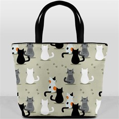 Cute Cat Seamless Pattern Bucket Bag from ArtsNow.com Back
