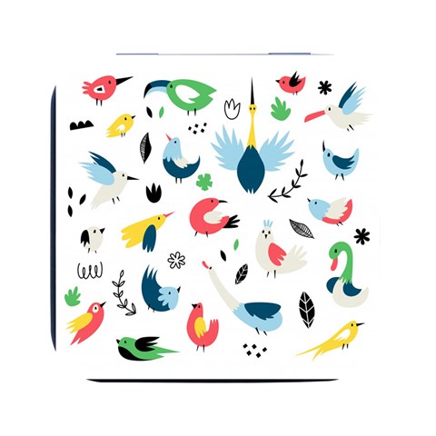 Vector Set Isolates With Cute Birds Scandinavian Style Square Metal Box (Black) from ArtsNow.com Front