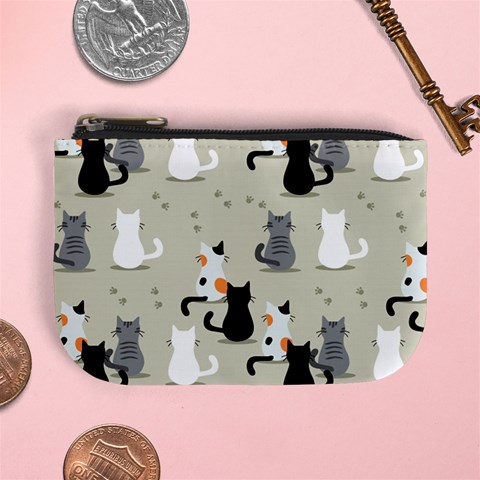 Cute Cat Seamless Pattern Mini Coin Purse from ArtsNow.com Front