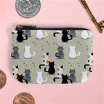Cute Cat Seamless Pattern Mini Coin Purse