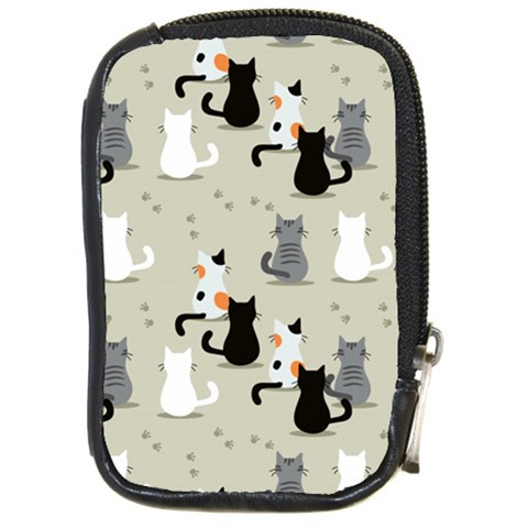 Cute Cat Seamless Pattern Compact Camera Leather Case from ArtsNow.com Front