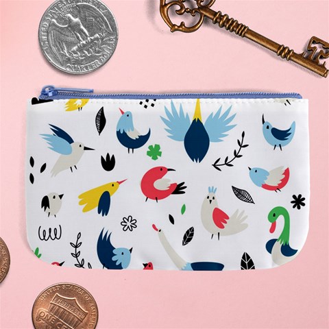 Vector Set Isolates With Cute Birds Scandinavian Style Large Coin Purse from ArtsNow.com Front