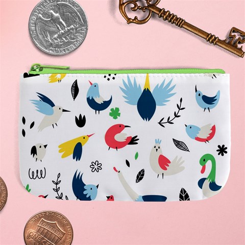Vector Set Isolates With Cute Birds Scandinavian Style Large Coin Purse from ArtsNow.com Front