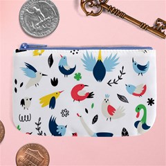 Vector Set Isolates With Cute Birds Scandinavian Style Large Coin Purse from ArtsNow.com Front