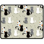 Cute Cat Seamless Pattern Fleece Blanket (Medium)