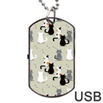 Cute Cat Seamless Pattern Dog Tag USB Flash (One Side)