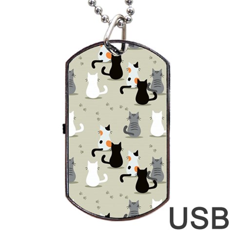 Cute Cat Seamless Pattern Dog Tag USB Flash (Two Sides) from ArtsNow.com Front