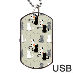 Cute Cat Seamless Pattern Dog Tag USB Flash (Two Sides) from ArtsNow.com Front