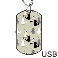 Cute Cat Seamless Pattern Dog Tag USB Flash (Two Sides) from ArtsNow.com Back