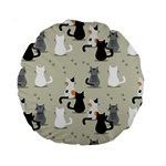 Cute Cat Seamless Pattern Standard 15  Premium Round Cushions