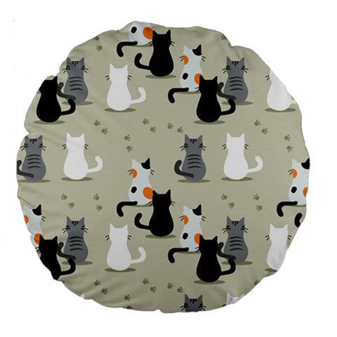Cute Cat Seamless Pattern Large 18  Premium Round Cushions from ArtsNow.com Front