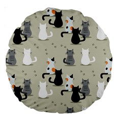 Cute Cat Seamless Pattern Large 18  Premium Round Cushions from ArtsNow.com Back