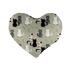 Cute Cat Seamless Pattern Standard 16  Premium Heart Shape Cushions from ArtsNow.com Front