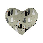 Cute Cat Seamless Pattern Standard 16  Premium Heart Shape Cushions