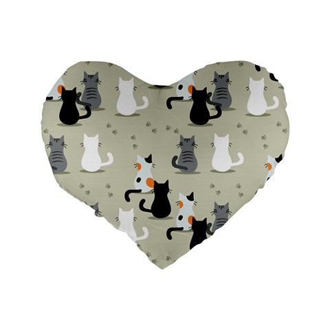 Cute Cat Seamless Pattern Standard 16  Premium Heart Shape Cushions from ArtsNow.com Back