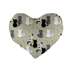 Cute Cat Seamless Pattern Standard 16  Premium Heart Shape Cushions from ArtsNow.com Back