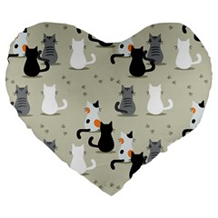 Cute Cat Seamless Pattern Large 19  Premium Heart Shape Cushions from ArtsNow.com Front