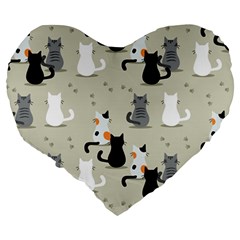 Cute Cat Seamless Pattern Large 19  Premium Heart Shape Cushions from ArtsNow.com Back