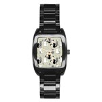 Cute Cat Seamless Pattern Stainless Steel Barrel Watch