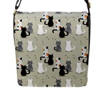 Cute Cat Seamless Pattern Flap Closure Messenger Bag (L)