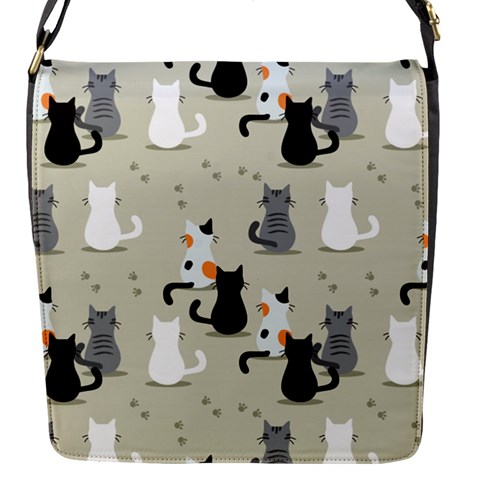 Cute Cat Seamless Pattern Flap Closure Messenger Bag (S) from ArtsNow.com Front