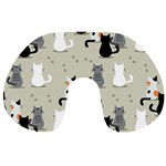 Cute Cat Seamless Pattern Travel Neck Pillow