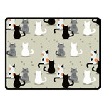 Cute Cat Seamless Pattern Two Sides Fleece Blanket (Small)