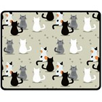 Cute Cat Seamless Pattern Two Sides Fleece Blanket (Medium)