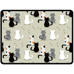 Cute Cat Seamless Pattern Two Sides Fleece Blanket (Large)