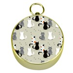 Cute Cat Seamless Pattern Gold Compasses