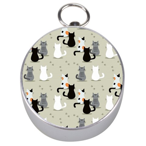Cute Cat Seamless Pattern Silver Compasses from ArtsNow.com Front