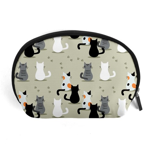 Cute Cat Seamless Pattern Accessory Pouch (Large) from ArtsNow.com Front