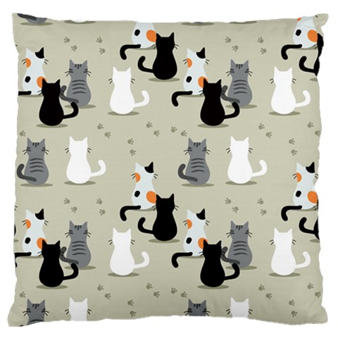 Cute Cat Seamless Pattern Large Premium Plush Fleece Cushion Case (One Side) from ArtsNow.com Front