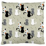 Cute Cat Seamless Pattern Large Premium Plush Fleece Cushion Case (One Side)