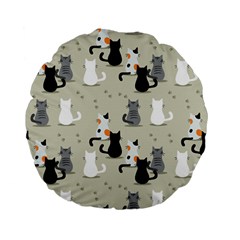 Cute Cat Seamless Pattern Standard 15  Premium Flano Round Cushions from ArtsNow.com Front